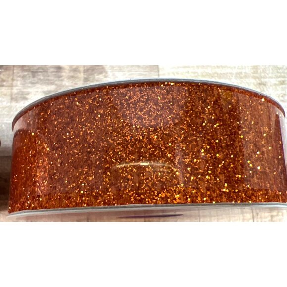 2 Celebrate It Basic- Basic Orange Glitter Ribbon 7/8-Inch Width 21 Ft Roll - Picture 2 of 3